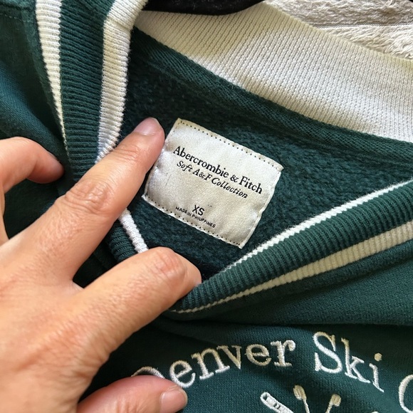 Abercrombie & Fitch Green Ski Crew Neck Cropped Sweatshirt xs - Picture 6 of 7